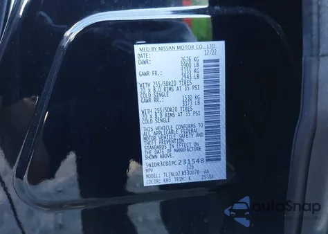 2023 Nissan Pathfinder Sl 4Wd z USA, uszkodzony, nr VIN 5N1DR3CD1PC231548